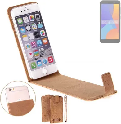 Produktbild von K-S-Trade Handyhülle kompatibel mit Alcatel 1 (2021) Kork Hülle Flipstyle Case Schutzhülle Kork Case Hülle Flip cover Klapphülle Klapp, braun 1x