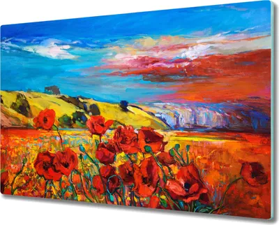 Produktbild von Coloray Hackbrett Herdabdeckplatte 80x52 cm Küchenbrett Kochplattenabdeckung Schneidebrett - Blumen Himmel