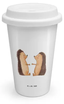 Produktbild von Mr. & Mrs. Panda ToGo Kaffeebecher Igel Liebe - Weiß - Geschenk, Verlobung, Isolierbecher, To Go, Hochzeitstag, Thermokaffeebecher, Mehrwegbecher, Liebesgeschenk