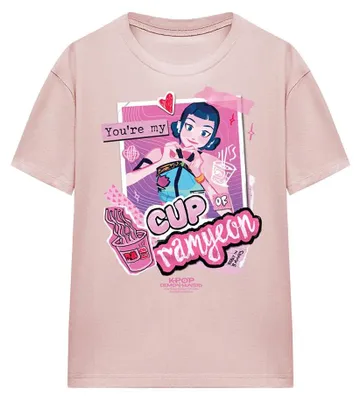 Productafbeelding van K-Pop Demon Hunters - "Scrapbook Ramyeon" T-shirt voor dames, model TV43934 (maat L), kleur roze