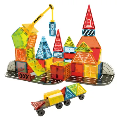 Produktbild von Olvy Magnetische Bausteine Montessori Spielzeug -Magnetic Tiles Kinder -Magnetbausteine - Magnetisches Konstruktionsspielzeug Ab 3 Jahre - Baumeister