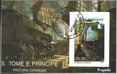 Produktbild von Briefmarken Sao Tome e Principe 1989 Mi Block212 (kompl.Ausg.) gestempelt Lokomotiven