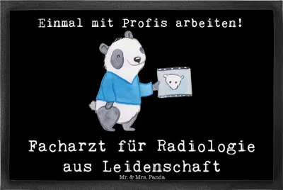 Produktbild von Mr. & Mrs. Panda Schmutzfangmatte Facharzt für Radiologie Leidenschaft 40 x 60 cm - Schwarz - Geschenk, bodenmatte, Eingangsmatte, fußmatte, Sauberlaufmatte, Fussmatte