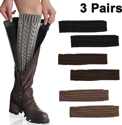 Produktbild von 3 Paar Stulpen Damen Beinwärmer Winter Strick Häkelarbeit Legwarmers Verdicken