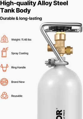 Obrázok produktu pre Nádrž na CO2, odolná konštrukcia zo zliatiny ocele, nastaviteľný výstupný tlak, konštrukcia odolná proti úniku