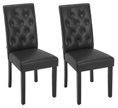 Immagine prodotto di Sedie da pranzo - Sedie da cucina - Set da 2 - Ecopelle - Imbottite - Schienale alto - Struttura in legno - Colore nero
