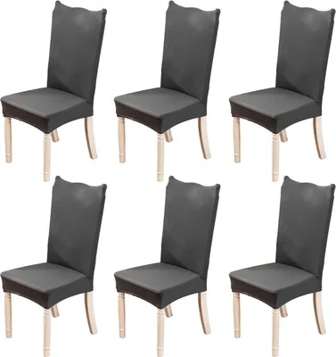 Produktbild von 6 PCS Stretch Dining Stuhlbezüge Abnehmbare waschbare Elasthan-Schonbezüge Stuhlschutzbezüge Grau
