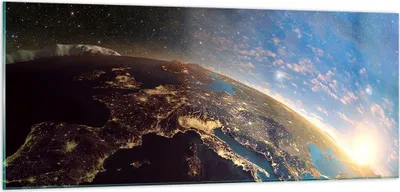 Produktbild von Bilder auf glas - Kosmos Erde - 100x40cm - Glasbilder - Wandbilder - Bilder - Kunstdruck - zum Aufhängen bereit - Wanddekoration aus Glas - Glas Bilder - Wandbild auf Glas - Einteilig - GAB100x40-3809
