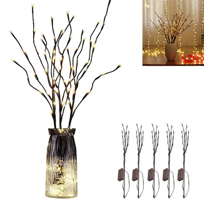 Produktbild von 5er 100 LEDs Lichterbaum Zweige Lichter Warmweiß Zweige Lampe für Home Room Vase Dekoration
