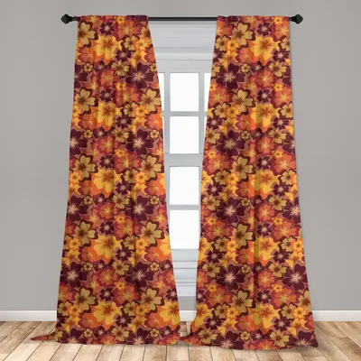 Immagine prodotto di Abakuhaus, tende per finestre, fiori autunnali, arte, set di 2 pannelli, 150 x 175 cm