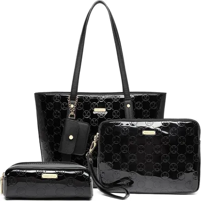 Image de Miss Lulu sac à main femme Cuir synthétique Shopper Set avec pochette cosmétique Münztasche
