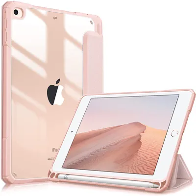 Produktbild von Fintie Hybrid Hülle Kompatibel mit iPad Mini 5 2019 / iPad Mini 4 7,9 Zoll - [Eingebauter Stifthalter] Stoßfeste Abdeckung mit Transparent Klar Hartschalen Rückseite Schutzhülle, Roségold