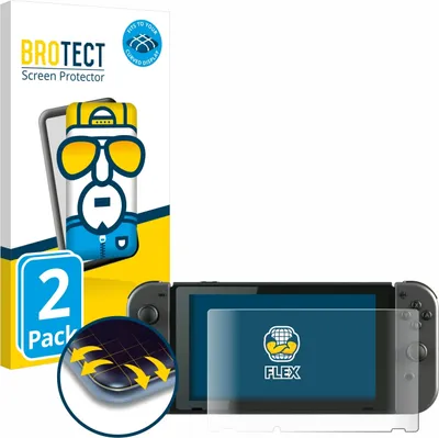 Produktbild von 2x BROTECT Fullscreen Schutzfolie für Nintendo Switch Displayschutz Folie Fullcover Klar Transparent