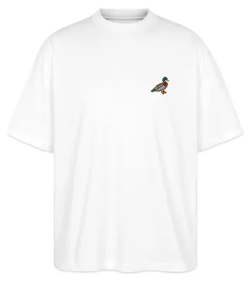 Produktbild von Spreadshirt Gestickte Pixel Ente Oversize Uni T-Shirt, L, Weiß