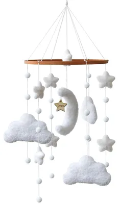 Produktbild von Baby Mobile mit Sternen, Monden und Wolken | Holz | Handgefertigt | Babyzimmer Deko