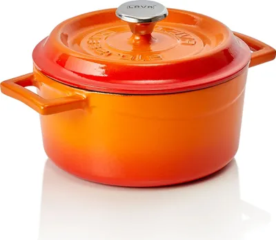 Produktbild von LAVA Kochtopf mit Deckel aus emailliertem Gusseisen Orange mit 1,3 Liter