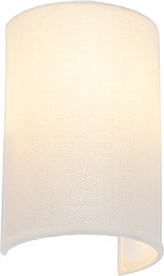 A close-up of a white fabric wall lamp.