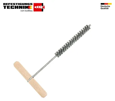 Isolbau Stahl-Bohrlochbürste M8 Ø 8 mm Rundbürste mit Holzgriff Reinigungsbürste Bohrloch