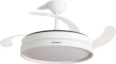 Image de Ventilateur de plafond avec éclairage InnovaGoods, silencieux, pales rétractables, 6 vitesses, 3 modes, télécommande
