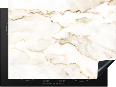 Produktbild von KitchenYeah© Herdabdeckplatte Marmor - Limette - Gold - Luxus - Marmoroptik - Weiß , 70x52cm, Küche Deko, Glaskeramikkochfeld Herdabdeckung, Abdeckplatte fùr Kochfeld