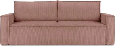 Produktbild von KONSIMO Schlafsofa in Pet Friendly Cord-Stoff mit Armlehnen "NAPI", Rosa, Cordstoff, Loft, 228x89x101 cm