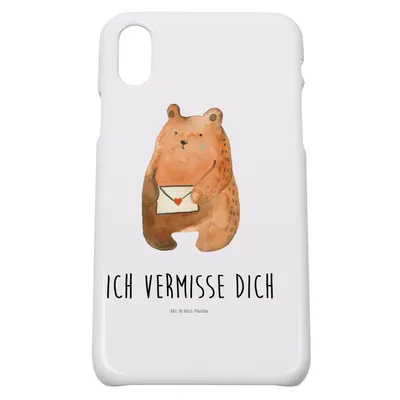 Produktbild von Mr. & Mrs. Panda Iphone 10 Handyhülle Bär Vermissen - Weiß - Geschenk, Hülle, X, Liebeskummer, Teddybär, Freundin, Unglücklich Verliebt, Cover, Verreist, Handy, Reise