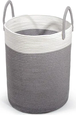Zdjęcie produktu dla SYLANDO kosz na bieliznę do pokoju dziecięcego szaro-biały D 38 x H 50 CM