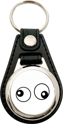 Produktbild von Huuraa Schlüsselanhänger Freaky Eyes Metall mit Kunstleder Schlüsselring Einkaufswagenchip Geschenkidee