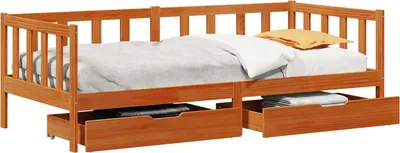 Produktbild von Tagesbett mit Kopfteil 3 pcs Wachsbraun Massivholz Kiefer