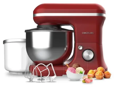 Image de Cecotec Batteur Mélangeur Cecomixer Merengue 5L 1200 Ice-Cream Rouge. 1200 W, Bol en Acier Inoxydable de 5 L et Accessoires