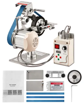 Produktbild von SucceBuy Bandschleifmaschine 550 W, Schleifger?t mit 3 Schleifb?ndern (762x25,4 mm), 200-5000 U/min einstellbar, Bandpolierer mit Dualmodi & bis zu 21 m/s Bandgeschwindigkeit fš¹r Metallverarbeitung