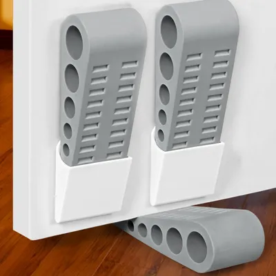 Produktbild von 3-teiliges Türstopper-Set für alle Bodenbeläge, stapelbar, robuste Gummitürstopper, rutschfest, bodenschonend, für Zuhause, Büro und Schule, grau