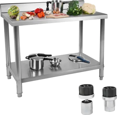 Obrázek produktu pro Expondo Royal Catering pracovní stůl z nerezové oceli – ECO – 120 x 60 cm – 400 kg – zvýšená hrana –