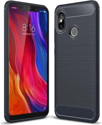 Produktbild von Xiaomi Mi 8 Hülle Silikon Blau Carbon Optik Case TPU Handyhülle Bumper