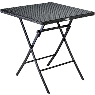 Productafbeelding van Klaptafel polyrotan - 65 x 65 x 75 cm - Belastbaar 60 kg - Zwart