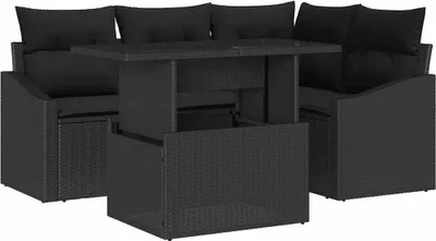 Produktbild von vidaXL Gartensofa-set 5 stk. Schwarz Poly-Rattan