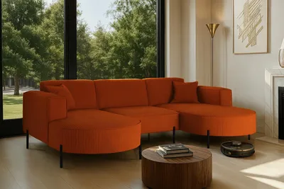 Produktbild von Kaiser Möbel Ecksofa, Sofa Designer Modena U Rein stoff Poso Kupfer