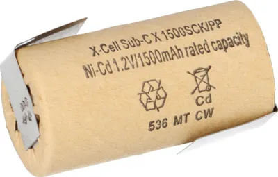 Produktbild von XCell Akku Sub-C 1,2V 1500mAh 1500SCK Pappmantel Z Lötfahne