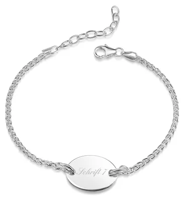 Produktbild von MATERIA by Matthias Wagner Damen Gravur Armband 925 Silber mit ovaler Gravurplatte 16,5-19,5cm verstellbar SA-155-Silber