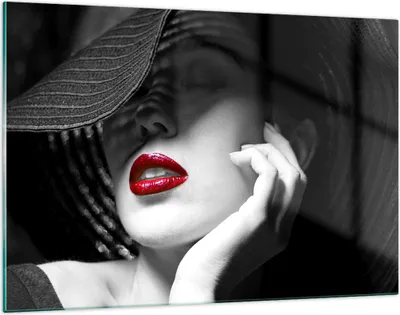 Produktbild von Bilder auf glas - Frau Gesicht Lippen - 120x80cm - Glasbilder - Wandbilder - Kunstdruck - zum Aufhängen bereit - Wanddekoration aus Glas - Glas Bilder - Wandbild auf Glas - Einteilig - GAA120x80-3618