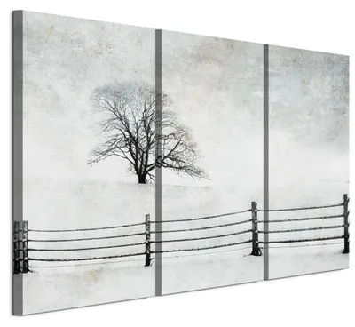 Zdjęcie produktu dla LUMASOUL Obraz na płótnie 90x60 cm, Motyw zimowy 4, obraz na ścianę w drewnianych ramach, salon i sypialnia, 3 części