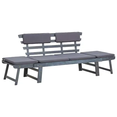 Productafbeelding van Tuinbank met kussens, 2-in-1, grijs, massief acaciahout