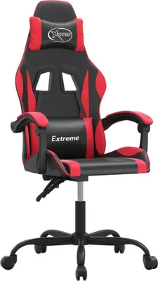Zdjęcie produktu dla vidaXL Fotel gamingowy obrotowy czarno-czerwony ze sztucznej skóry