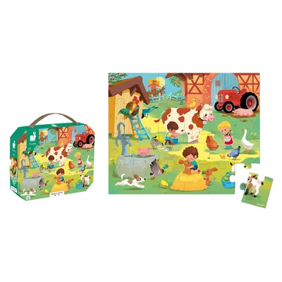 Obrázek produktu pro Janod Puzzle Den na farm v kufku 24  ks