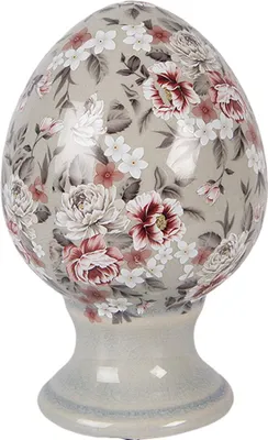 Produktbild von Clayre & Eef Dekorationsfigur Ei Ø 9x14 cm Grau Keramik