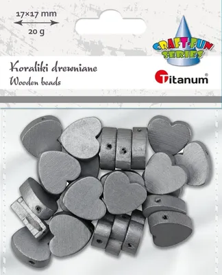 Zdjęcie produktu dla Drewniane koraliki ze srebrnymi serduszkami 17x17 cm 20g Titanum