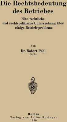 Produktbild von Die Rechtsbedeutung des Betriebes