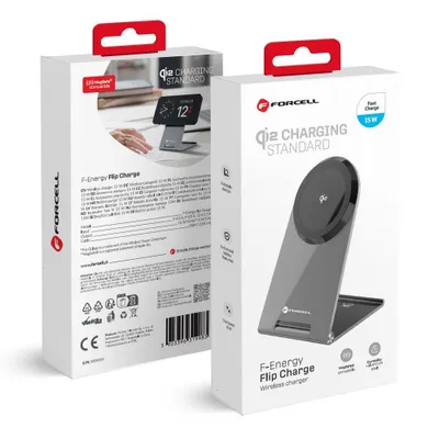 Immagine prodotto di FORCELL F-ENERGY Flip Charge 15W caricatore induttivo compatibile con MagSafe Silver