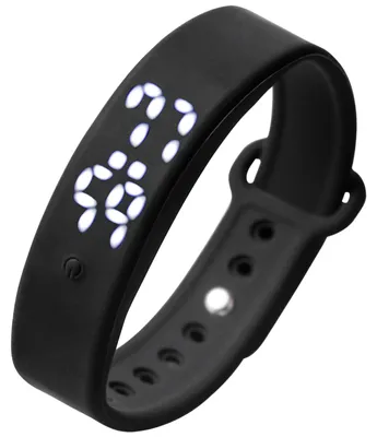 Vibrationswecker-Armband mit Timer, 10 Alarmen, Temperaturmessung, schwarz