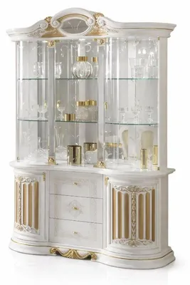 Produktbild von Casa Padrino Luxus Barock Vitrine Weiß / Gold 139 x H. 213 cm - Barock Möbel -  Italy